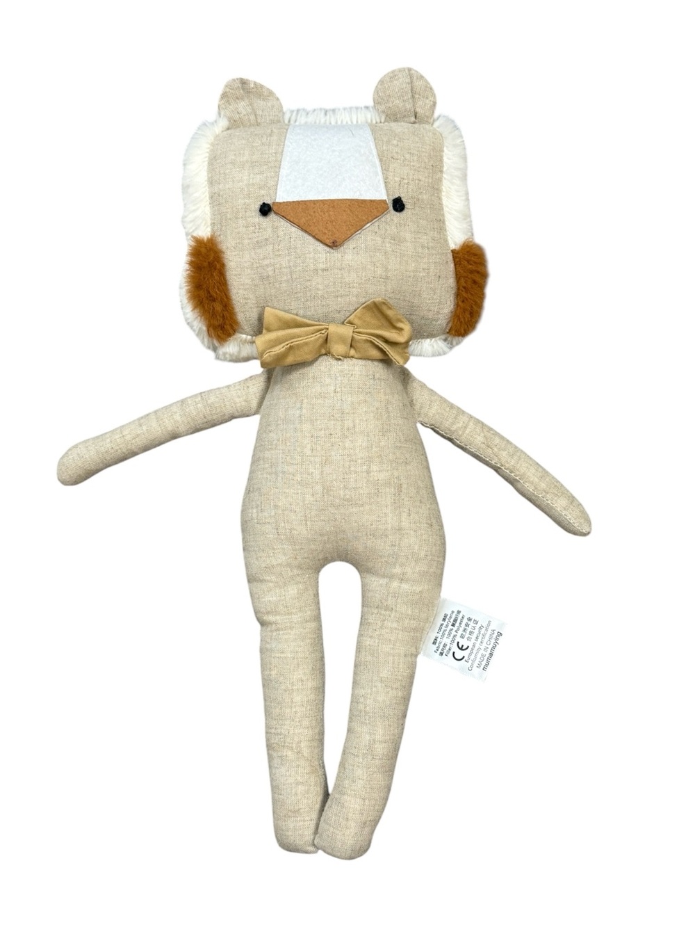 Neutral Beige Linen Plush Leo the lion minimalist stuffed animal nursery toy